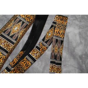 Giorgio Redaelli Tie Made in Italy Black Gold Silk Vintage Bold Necktie